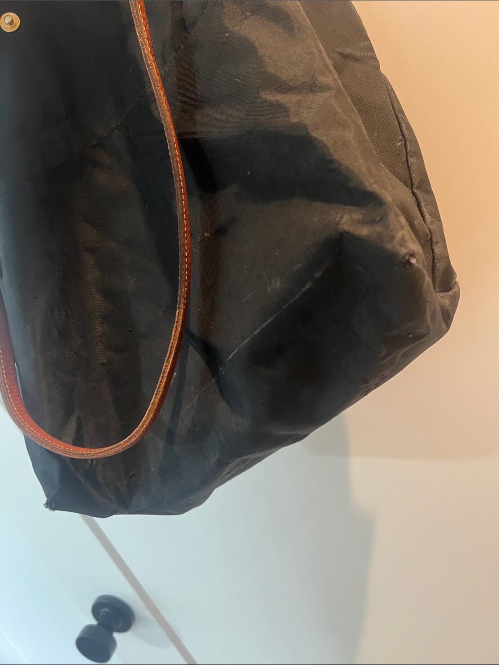 Longchamp Black Tote with Brown Leather Trim - Picture 5 of 7